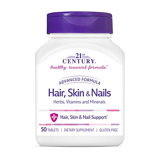 21st Century Hair, Skin and Nails Advanced Formula Caplets, 50 Count