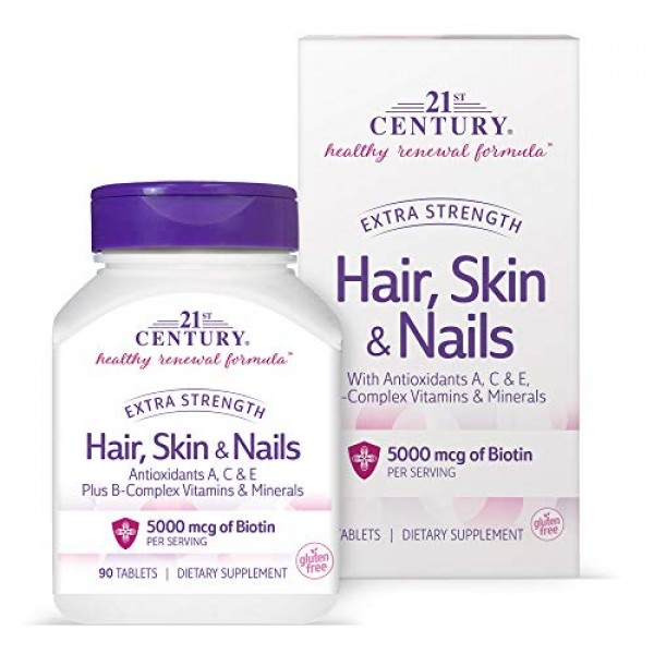 21st Century Hair, Skin and Nails Extra Strength Tablets, 90 Coun...