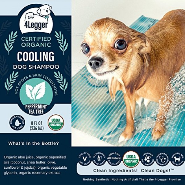 4Legger All Natural Tea Tree USDA Certified Organic Dog Shampoo w...