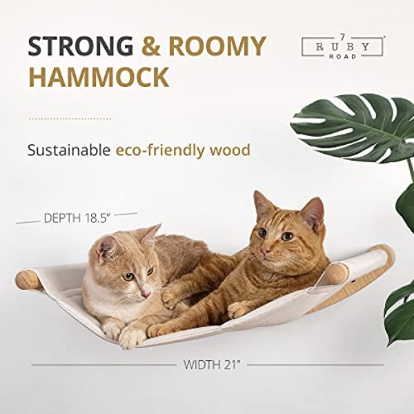 7 Ruby Road Cat Hammock Wall Mounted Cat Shelf with Two Steps - C...