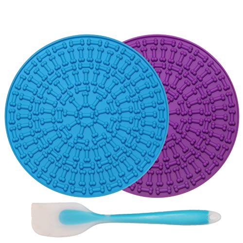 7SUOKITO 2 Pack Dog Lick Mats with a Silicone Spatula, Slow Feede...