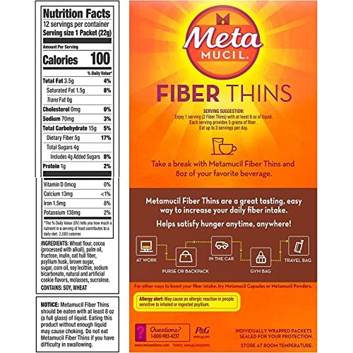 Metamucil Fiber Thins Digestive Health Support Psyllium Fiber Bar...