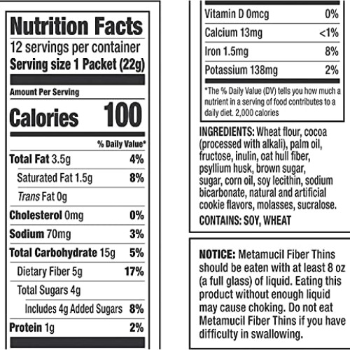 Metamucil Fiber Thins Digestive Health Support Psyllium Fiber Bar...