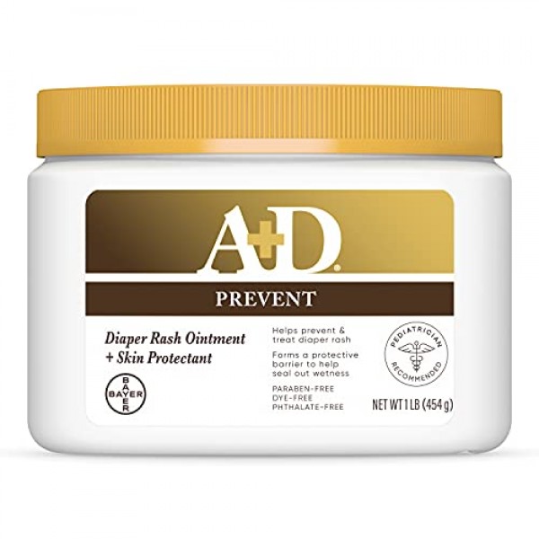 A+D Original Diaper Rash Ointment, Skin Protectant With Lanolin a...