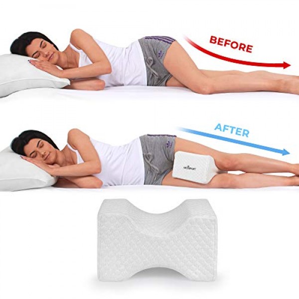 Abco Tech Memory Foam Knee Pillow with Cooling Gel – Leg Pillow W...