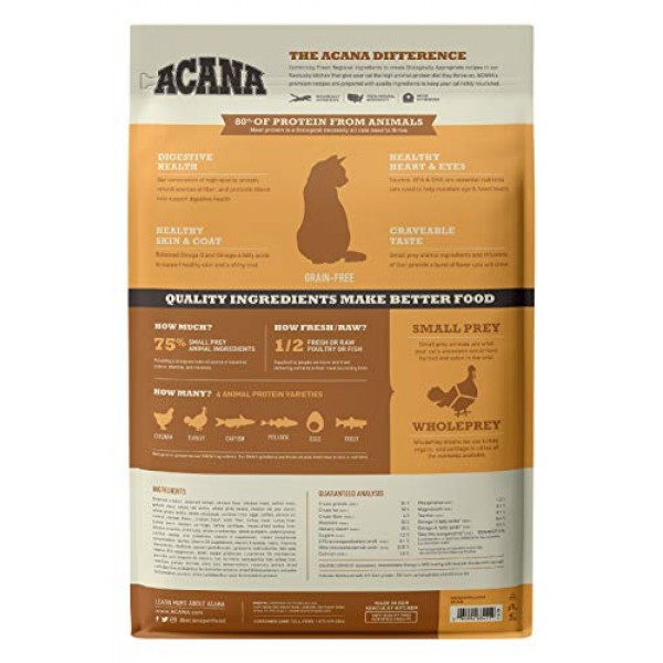 Acana Dry Cat Food, Meadowlands, Chicken, Turkey, Fish and Cage-F...