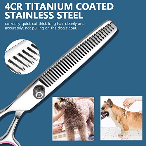 Dog Grooming Scissors 6PCS, Stainless Steel with Safety Round Tip...