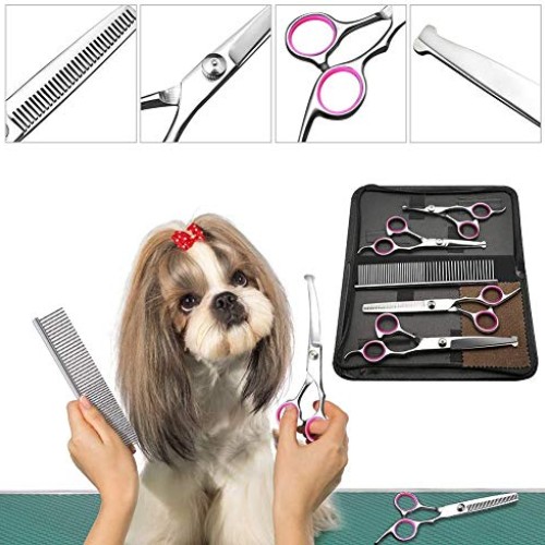 Dog Grooming Scissors 6PCS, Stainless Steel with Safety Round Tip...