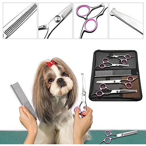 Dog Grooming Scissors 6PCS, Stainless Steel with Safety Round Tip...