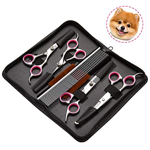 Dog Grooming Scissors 6PCS, Stainless Steel with Safety Round Tip...