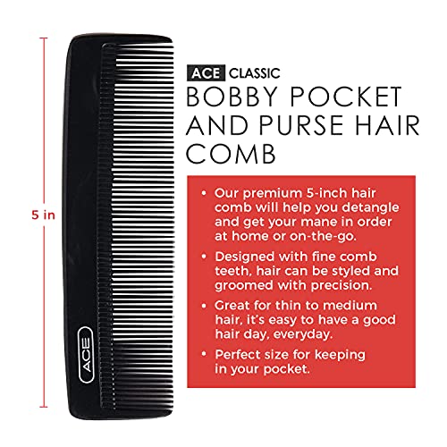 GOODY Ace Classic Bobby Pocket and Purse Hair Comb - 5 Inch, Blac...