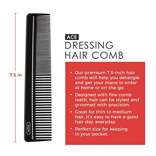 GOODY Ace Hair Dressing Comb - 7.5 Inch, Black - Great for All Ha...