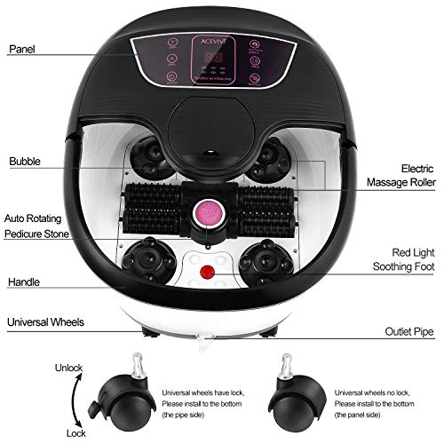 ACEVIVI Foot Bath with Heat and Massage and Bubbles, Foot Spa Mas...