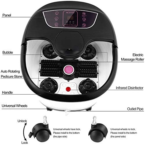 ACEVIVI Foot Spa Bath Massager with Heat, Bubble Jets, Motorized ...