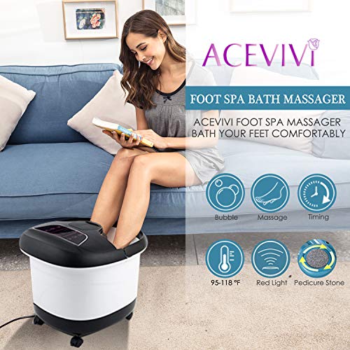 ACEVIVI Foot Spa Bath Massager with Heat, Bubble Jets, Motorized ...