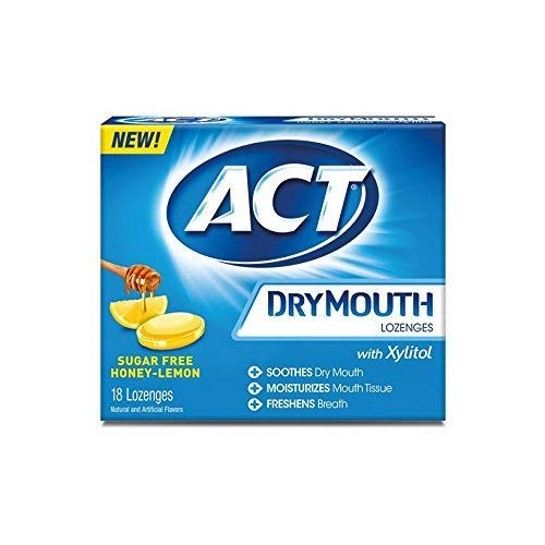ACT Dry Mouth Honey Lemon Lozenges, 18 Lozenges Each Pack of 6