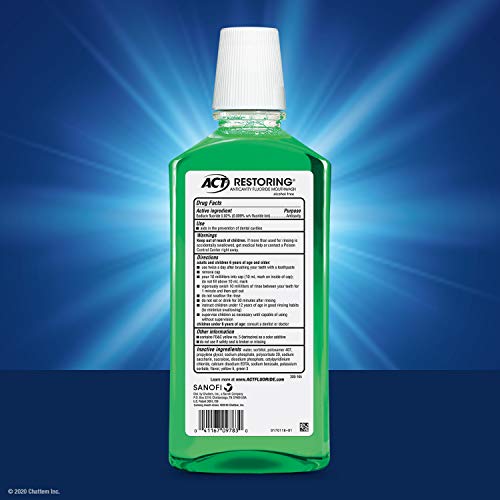 ACT Restoring Zero Alcohol Fluoride Mouthwash, Strengthens Tooth ...