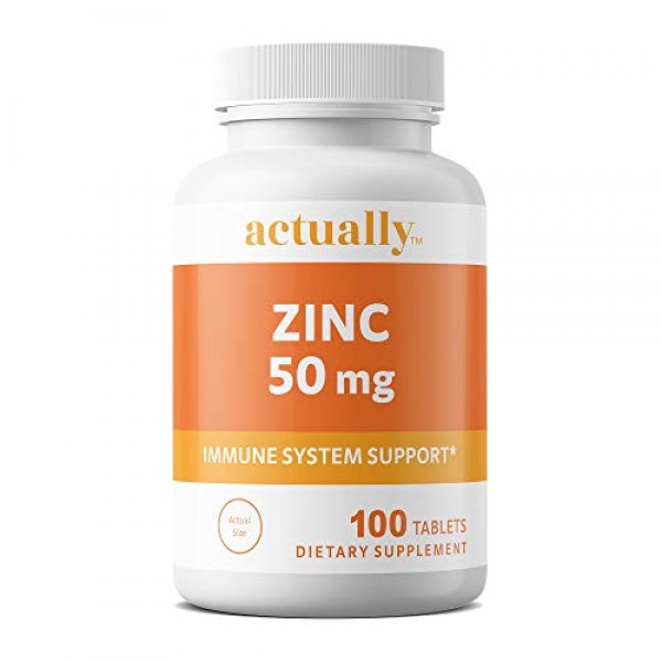 Actually Zinc 50mg Tablets, 100ct - Immune System Support for Adu...