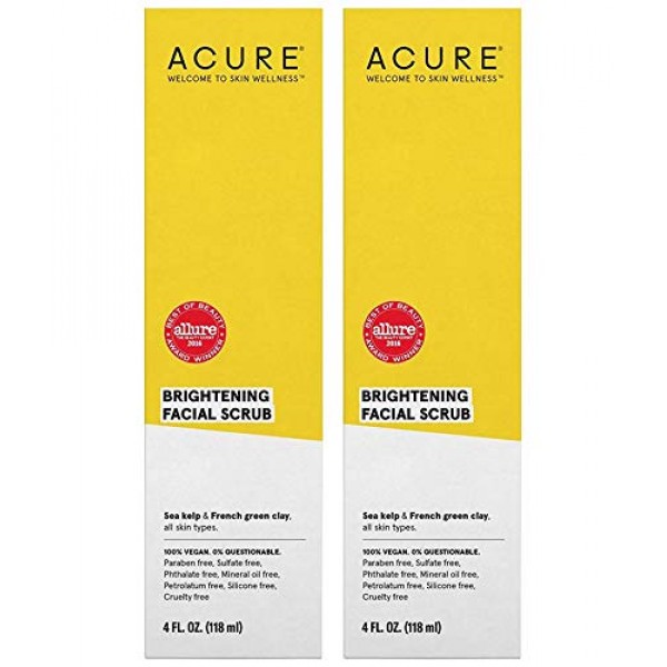 Acure Organics Brightening Facial Scrub, Argan Stem Cell and Chlo...