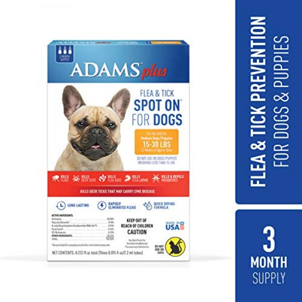 Adams Plus Flea and Tick Spot On for Dogs, Medium Dog Flea Treatm...