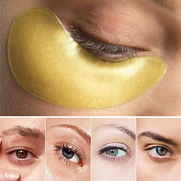 Adofect 30 Pairs Under Eye Gel Pads, Gold Crystal Collagen Eye Ma...