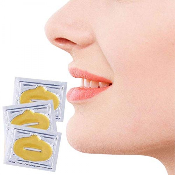 Adofect 30 Pieces Collagen Crystal Gold Lip Care Gel Masks, Colla...
