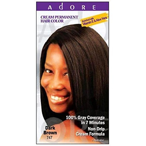 Adore Cream Permanent Hair Color 747 Dark Brown enriched with Vit...
