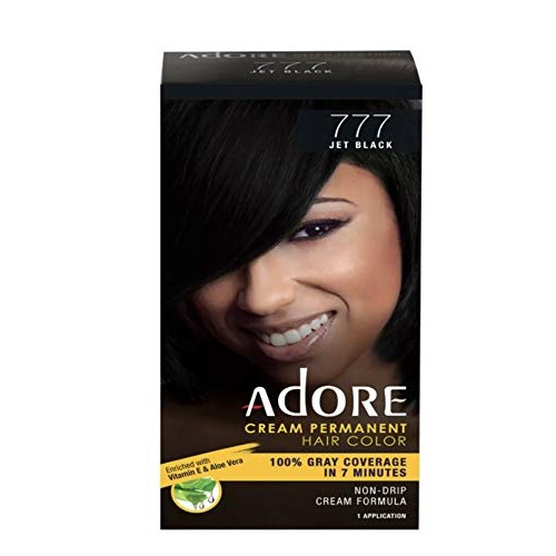 Adore Cream Permanent Hair Color 777 Jet Black enriched with Vita...