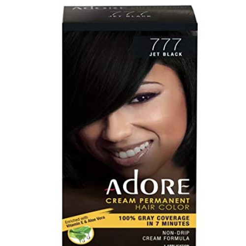 Adore Cream Permanent Hair Color 777 Jet Black enriched with Vita...