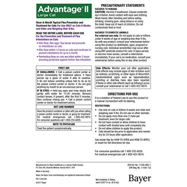 Advantage II 2-Dose Flea Prevention and Treatment for Large Cats,...