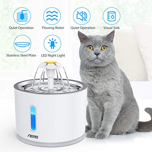 Aerb Cat Water Fountain, Pet Water Fountain: Cat Fountain Ultra-Q...