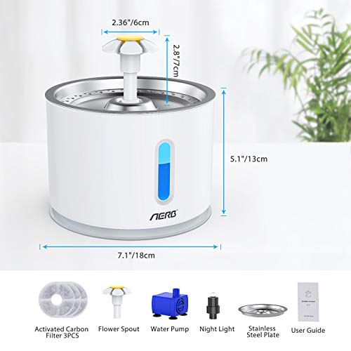 Aerb Cat Water Fountain, Pet Water Fountain: Cat Fountain Ultra-Q...