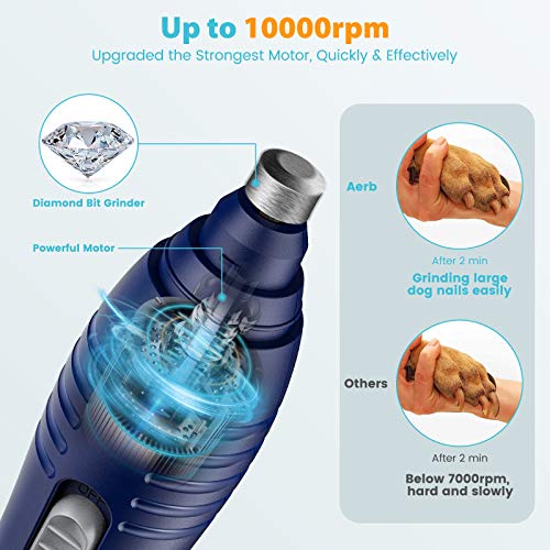 Aerb Dog Nail Grinder Clipper, Professional 2-Speed Rechargeable ...