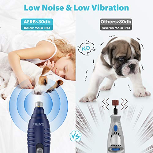 Aerb Dog Nail Grinder Clipper, Professional 2-Speed Rechargeable ...