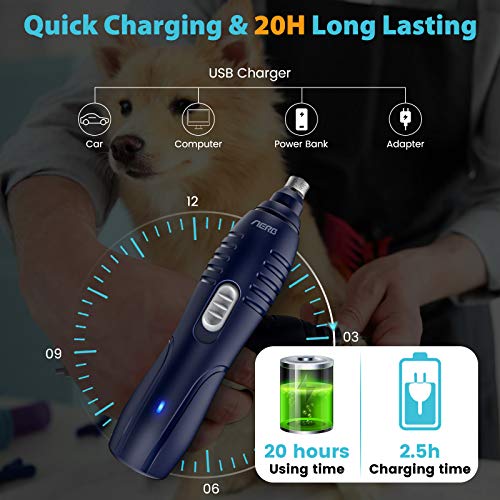 Aerb Dog Nail Grinder Clipper, Professional 2-Speed Rechargeable ...