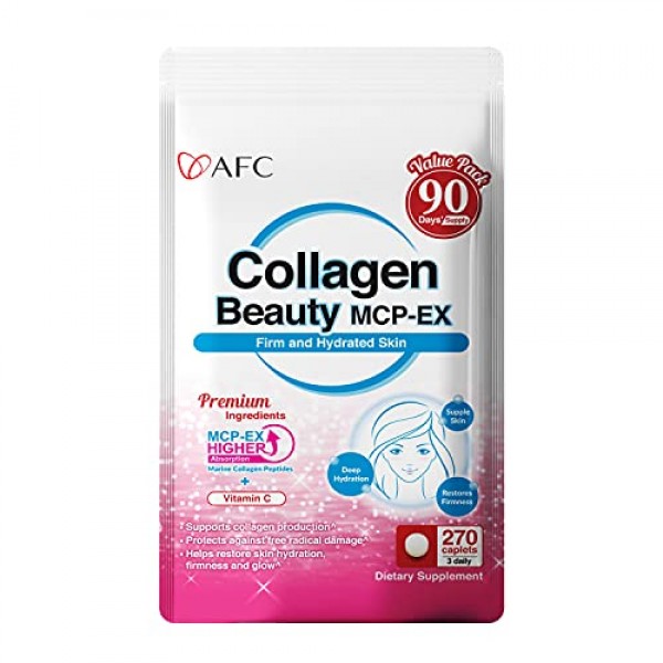AFC Japan Collagen Beauty MCP-EX with Marine Collagen Peptide, 1....