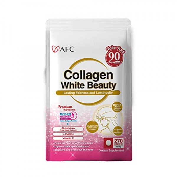 AFC Japan Collagen White Beauty with Marine Collagen Peptide, Glu...