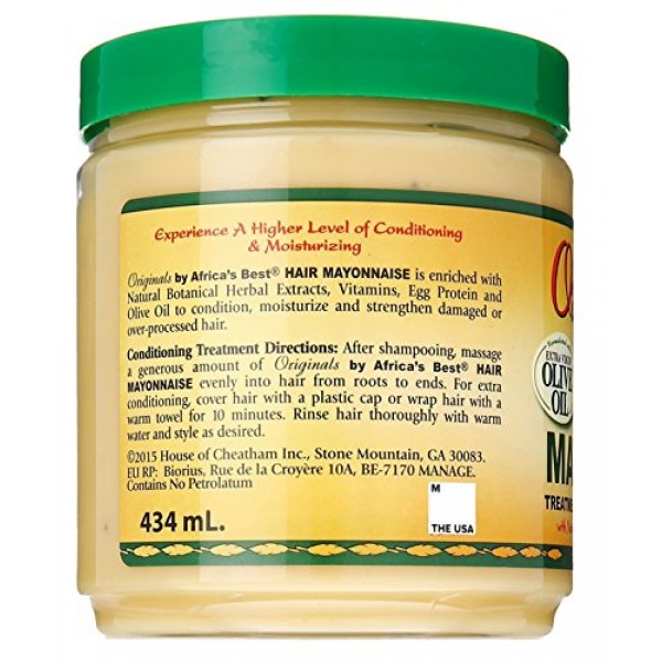 Africas Best Orig Hair Mayonnaise 15 Ounce Jar 443ml 2 Pack