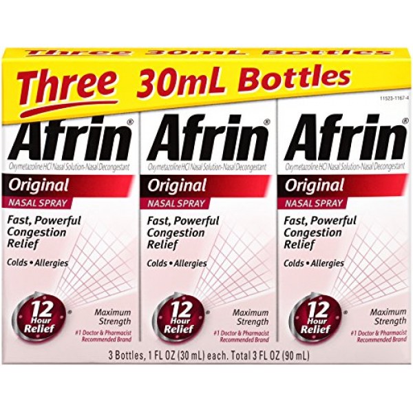 Afrin Original Nasal Spray, 3 Pack, 1 Fl Oz per Pack
