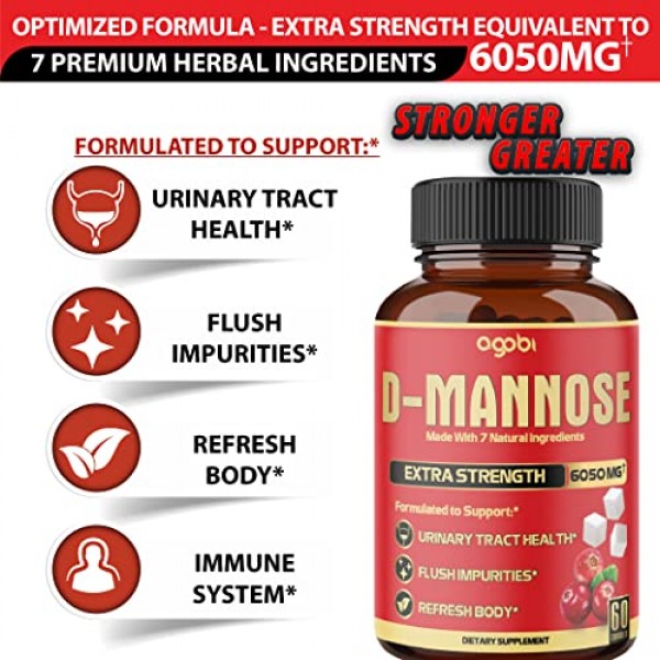 2 Packs D-Mannose Extract Capsules 6050 mg - 7in1 Supplement fo...