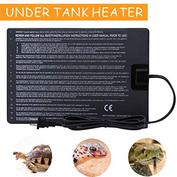 Aiicioo Reptile Under Tank Heater - 2 Pack Reptile Heating pad 8 ...