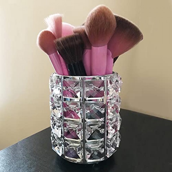 AiLa Makeup Brush Holder Organizer Golden Crystal Bling Personali...
