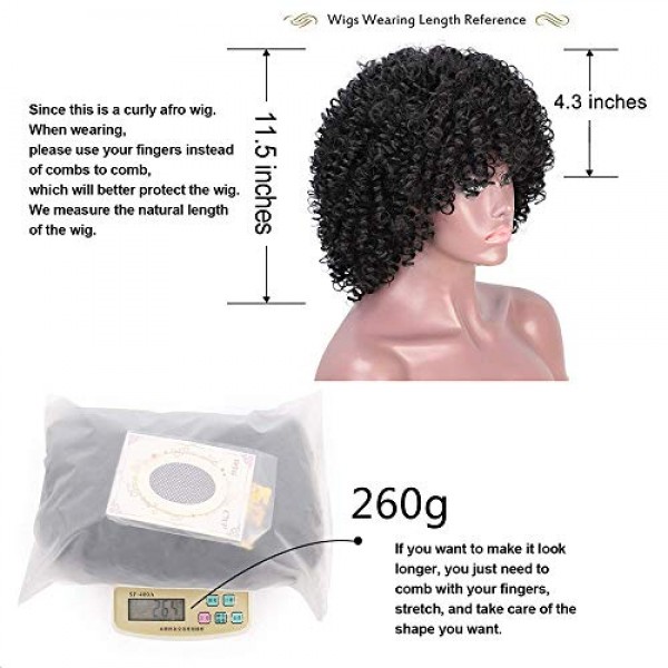 AISI QUEENS Black Short Kinky Curly Wig Synthetic Afro Full Wigs ...