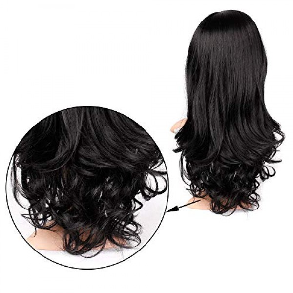 AISI QUEENS Black Wavy Wigs for Women Long Curly Wig Synthetic Pa...