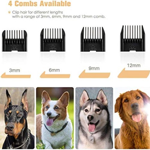 Professional Low Noise Pet Clippers, Rechargeable Cordless Dog Cl...