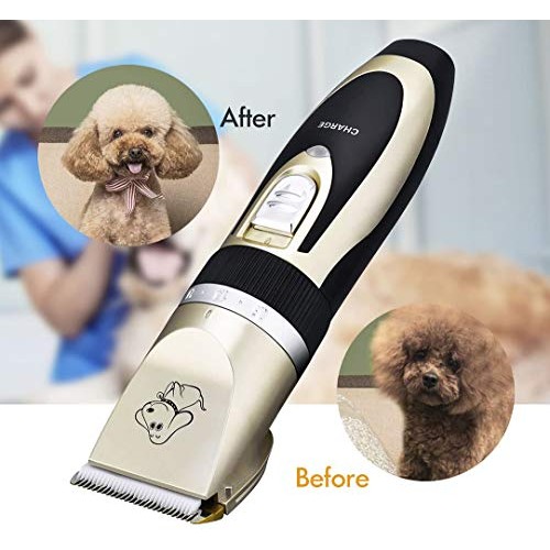 Professional Low Noise Pet Clippers, Rechargeable Cordless Dog Cl...