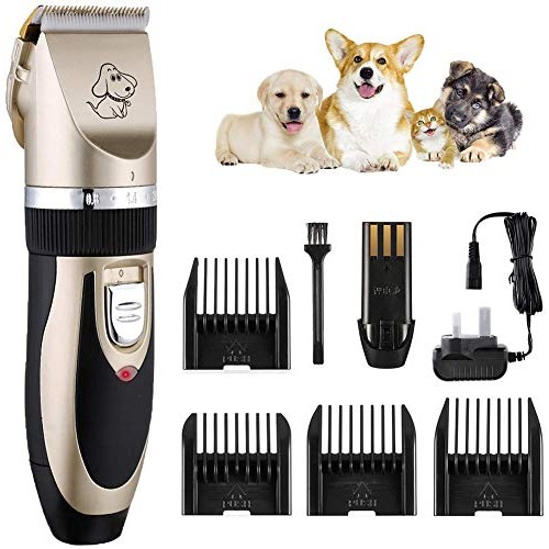Professional Low Noise Pet Clippers, Rechargeable Cordless Dog Cl...