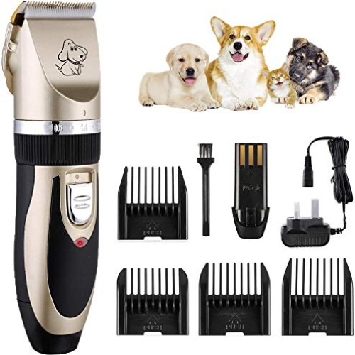 Professional Low Noise Pet Clippers, Rechargeable Cordless Dog Cl...