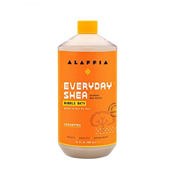 Alaffia Everyday Shea Bubble Bath Unscented, 32 Oz | Soothing Sup...