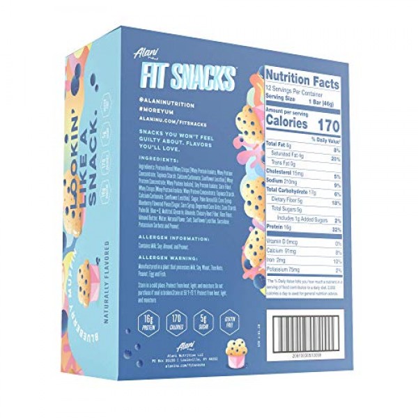 Alani Nu Fit Snack Protein Bar, Gluten-Free Bars, 16g Protein, Lo...